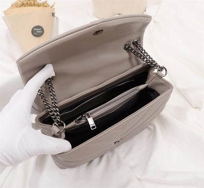 Modern Italian-Inspired Silver Leather Shoulder Bag