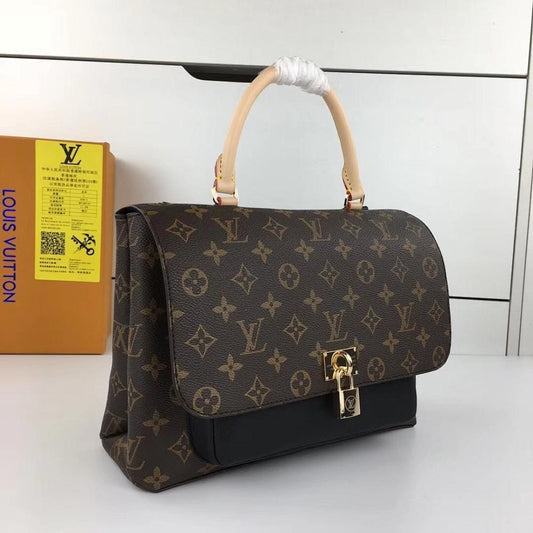 Classic Elegant Monogram Leather Messenger Bag