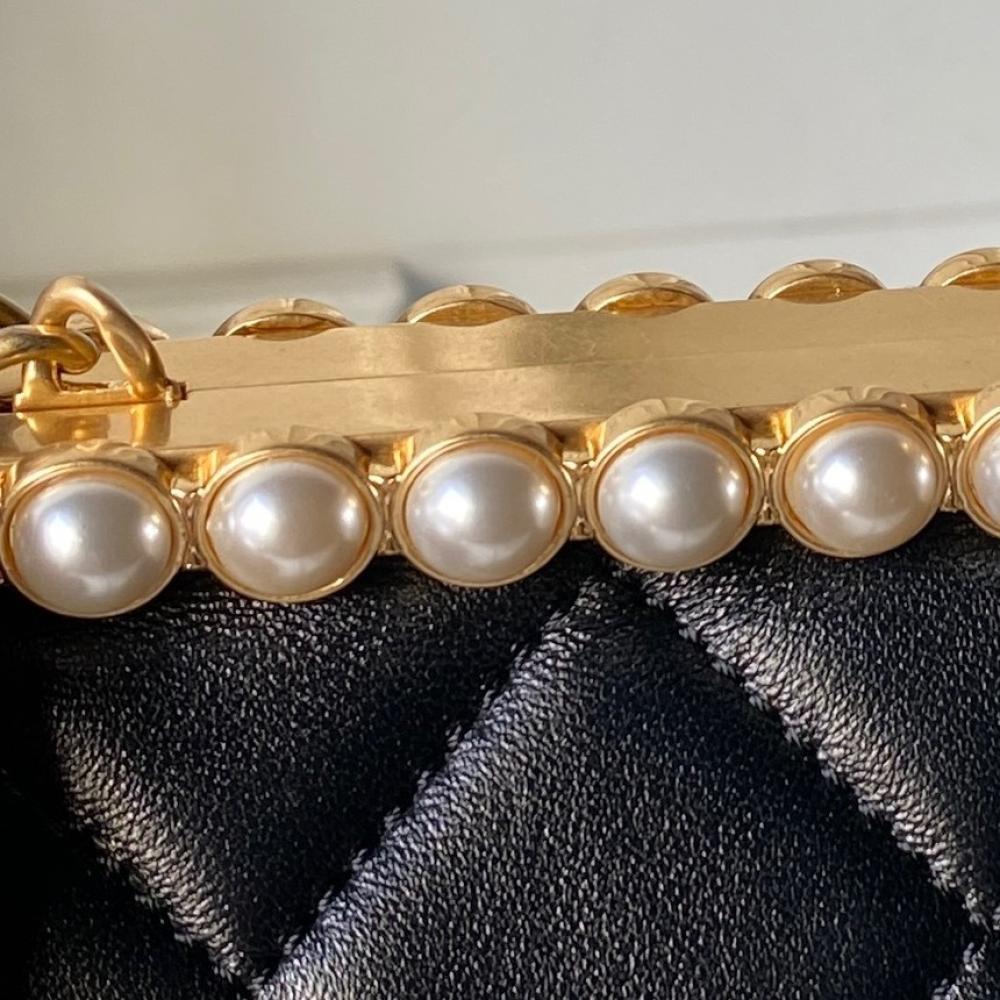 Gold Studded Leather Top Handle Bag