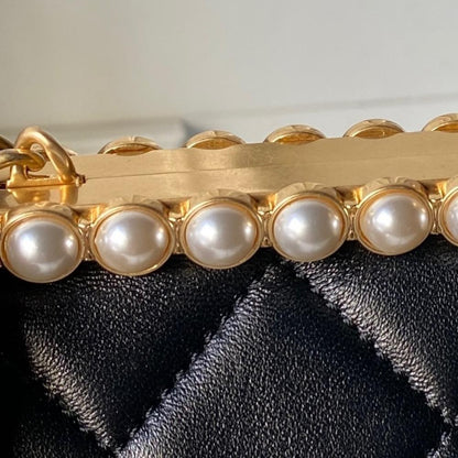 Gold Studded Leather Top Handle Bag