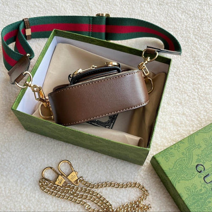 Modern Italian-Inspired Brown Monogram Shoulder Bag