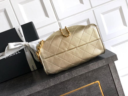 Gold Leather Hobo Bag