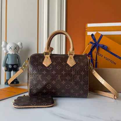Classic Premium Monogram Leather Shoulder Bag
