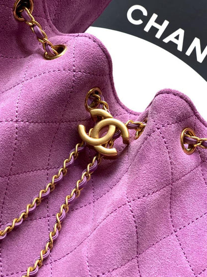 Gold Leather Bucket Bag