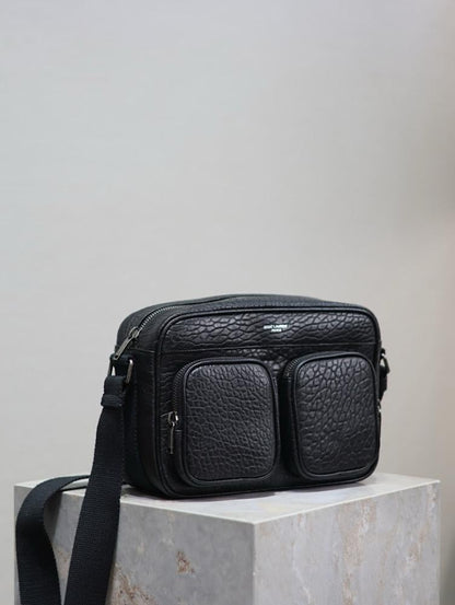 Italian-Inspired Stylish Black Leather Crossbody Bag