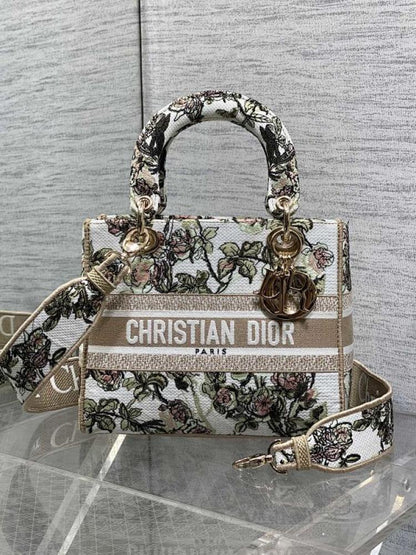 Gold Embroidered Top Handle Bag