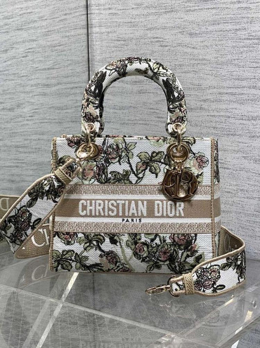 Gold Embroidered Top Handle Bag