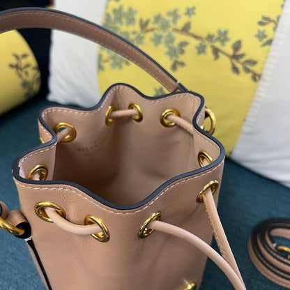 Modern Italian-Inspired Leather Bucket Bag
