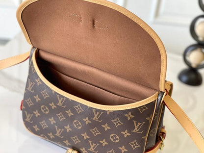 Modern Italian-Inspired Monogram Leather Shoulder Bag