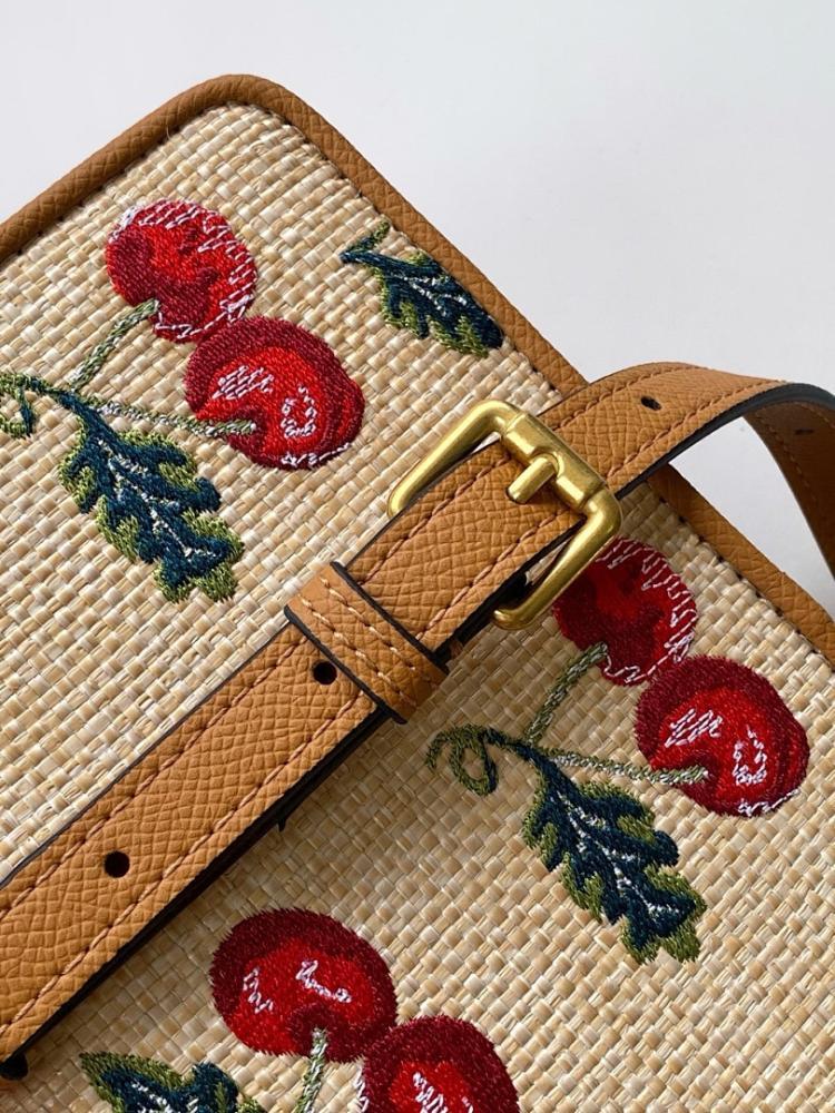 Modern Italian-Inspired Brown Embroidered Leather Bag