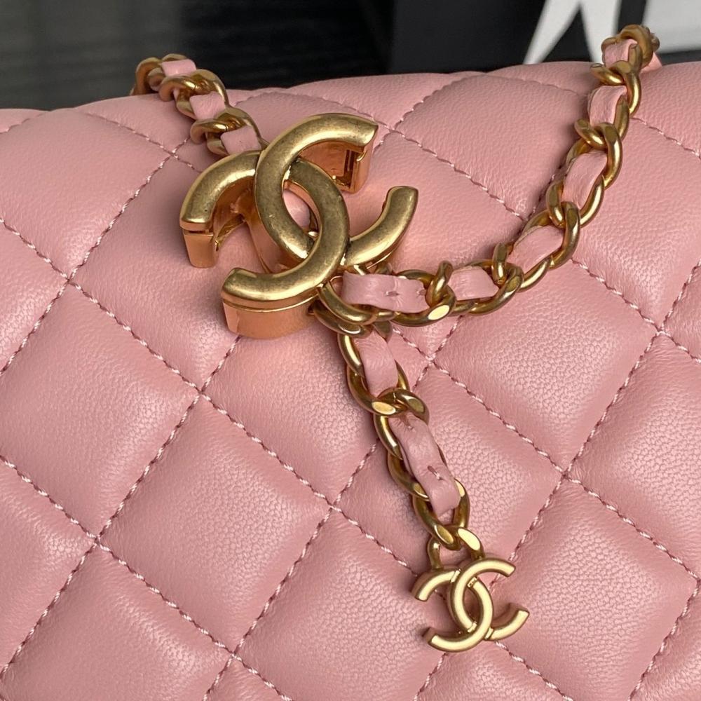 Gold Leather Top Handle Bag