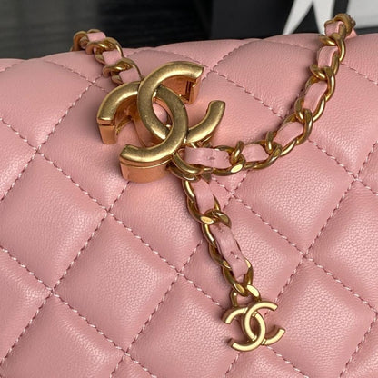 Gold Leather Top Handle Bag