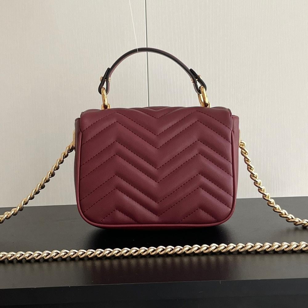 GG Marmont Gold Leather Shoulder Bag