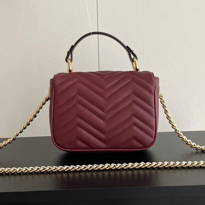 GG Marmont Gold Leather Shoulder Bag