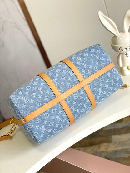 Luxury Refined Blue Leather Travel Bag