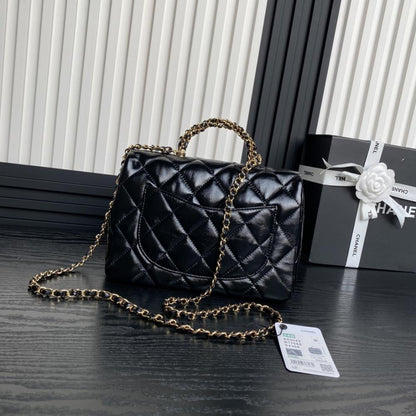 Woven Leather Top Handle Bag