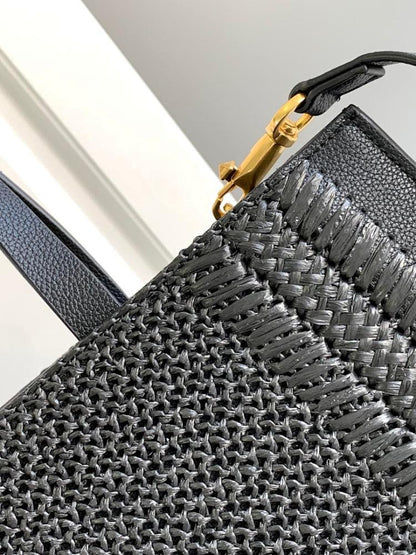Elegant Brown Woven Raffia Top Handle Bag – Special Edition