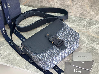 Luxury Blue Printed Calfskin Crossbody Bag – Limited Edition