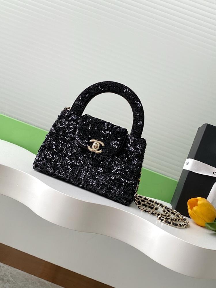 Mini Kelly Shopping Bag with Sequins