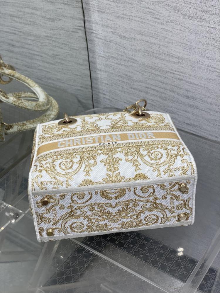 Gold Embroidered Top Handle Bag