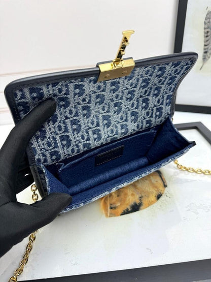 Modern Refined Blue Jacquard Shoulder Bag