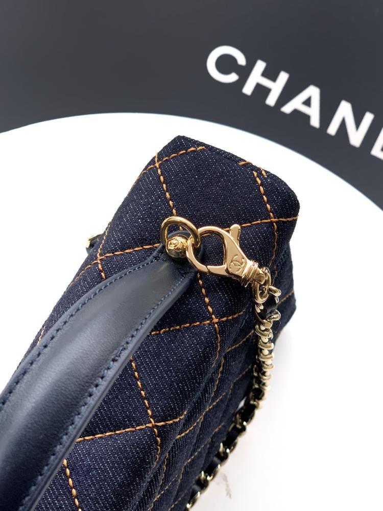 Embroidered Denim Shoulder Bag