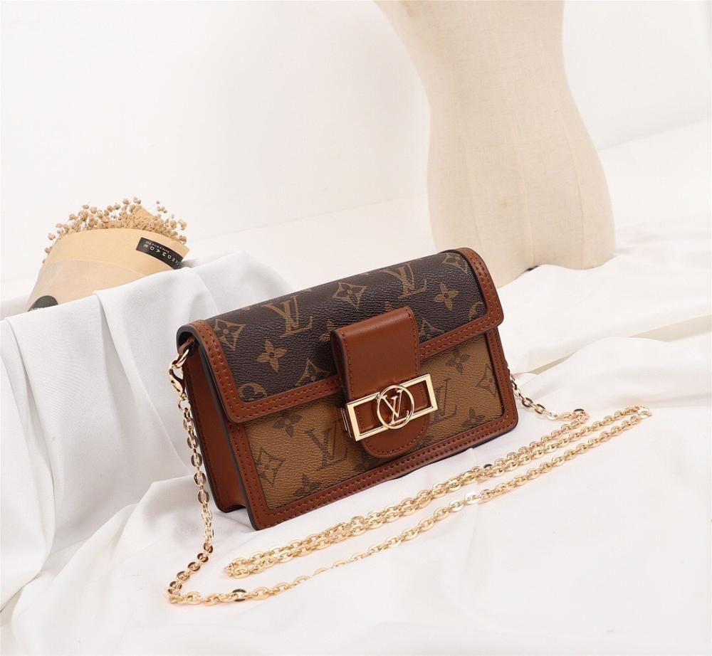 Dauphine Gold Monogram Shoulder Bag