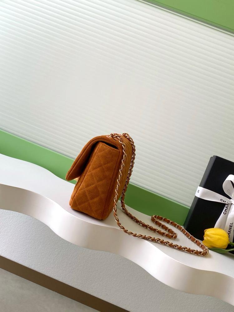 Classic Gold Suede Shoulder Bag