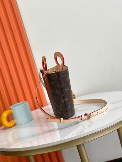 Stylish Monogram Leather Bucket Bag – Limited Edition