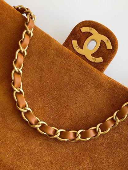 Alma Gold Suede Top Handle Bag
