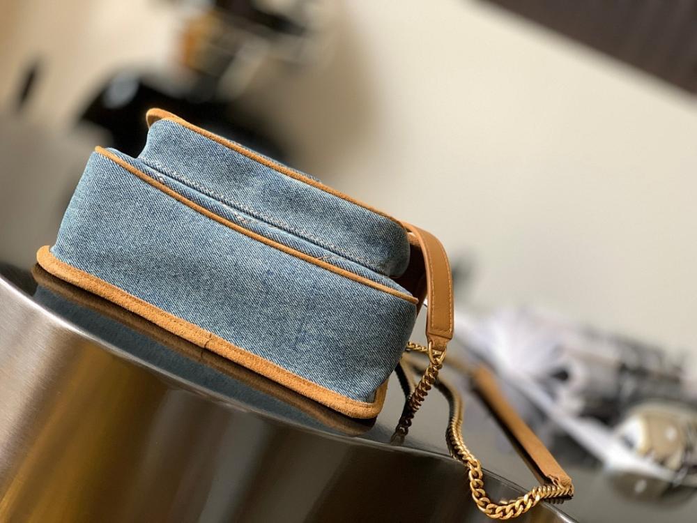Italian-Inspired Stylish Gold Denim Crossbody Bag