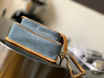 Italian-Inspired Stylish Gold Denim Crossbody Bag