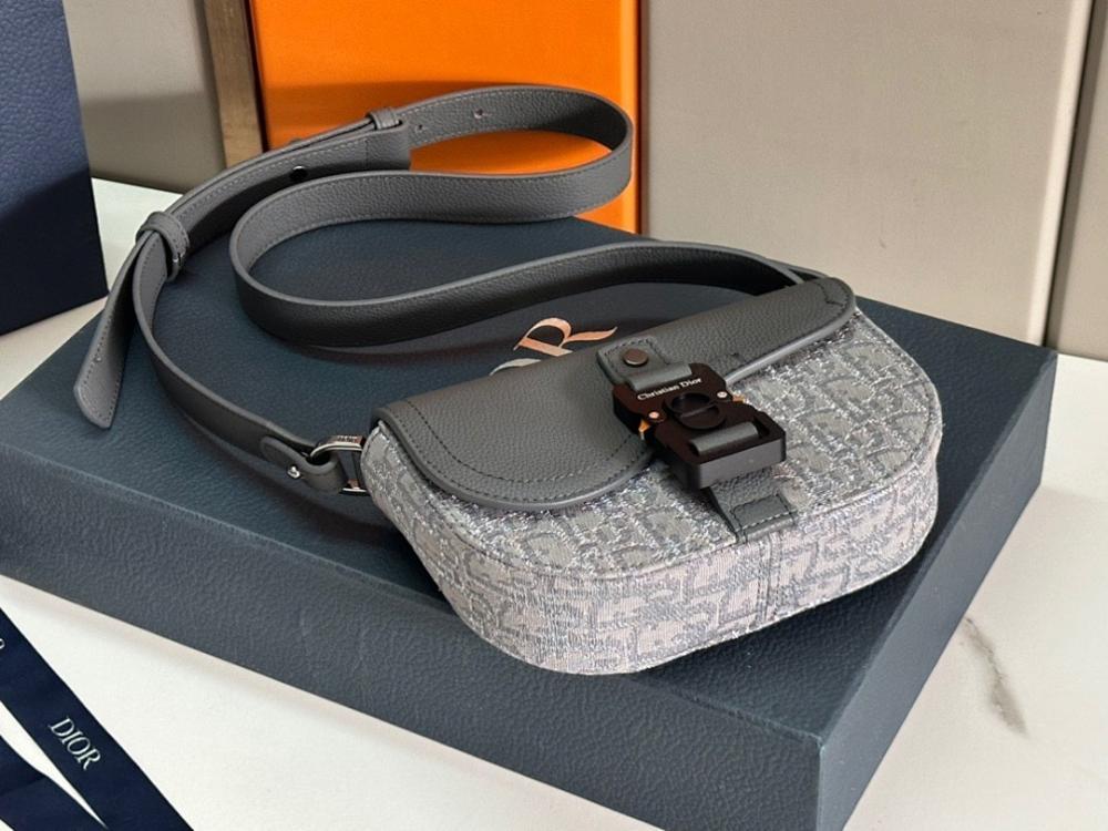 Saddle Grey Calfskin Shoulder Bag