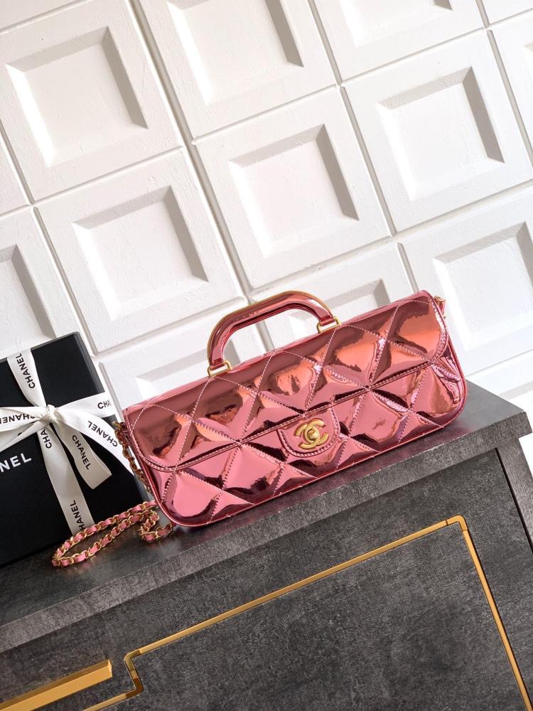 Gold Leather Top Handle Bag