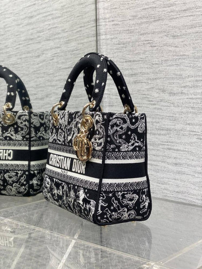 Embroidered Top Handle Bag