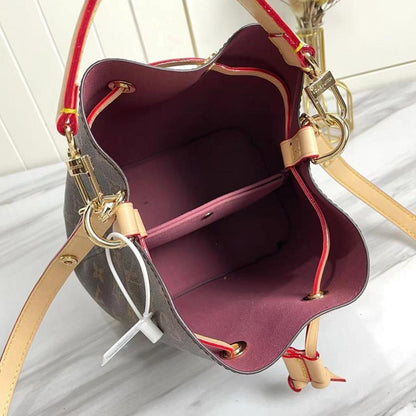 Stylish Refined Leather Bucket Bag