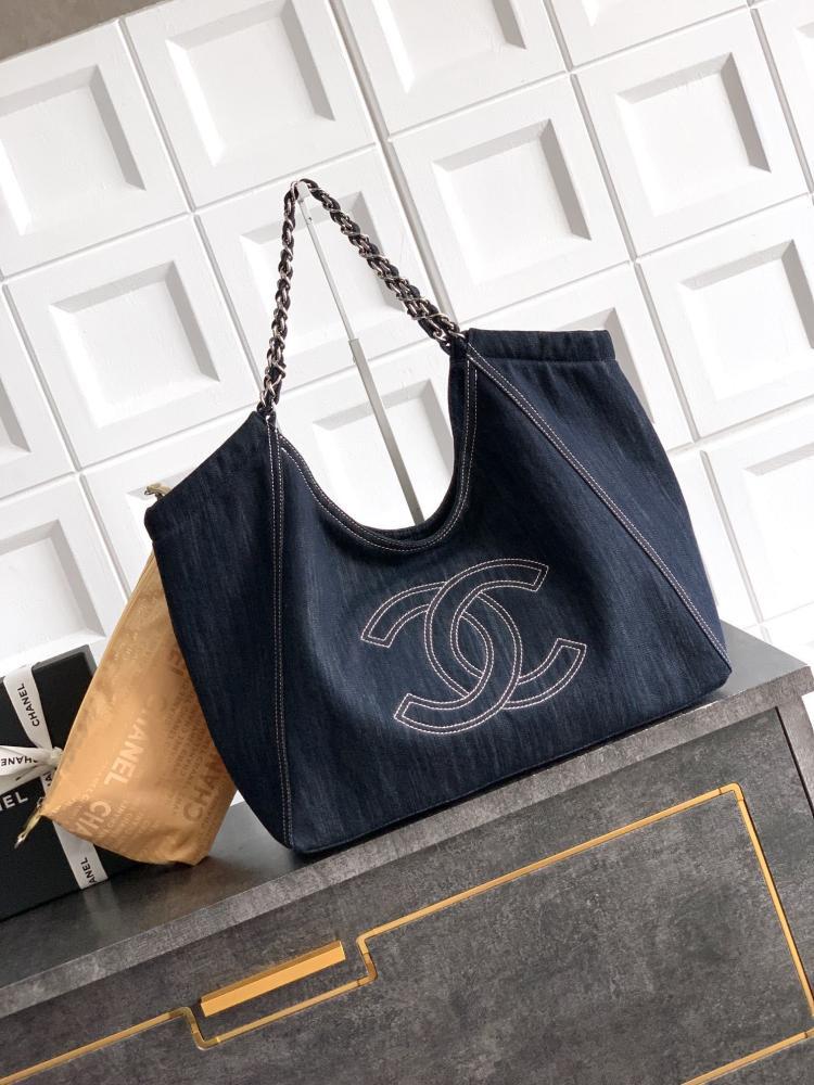 Embroidered Denim Tote Bag