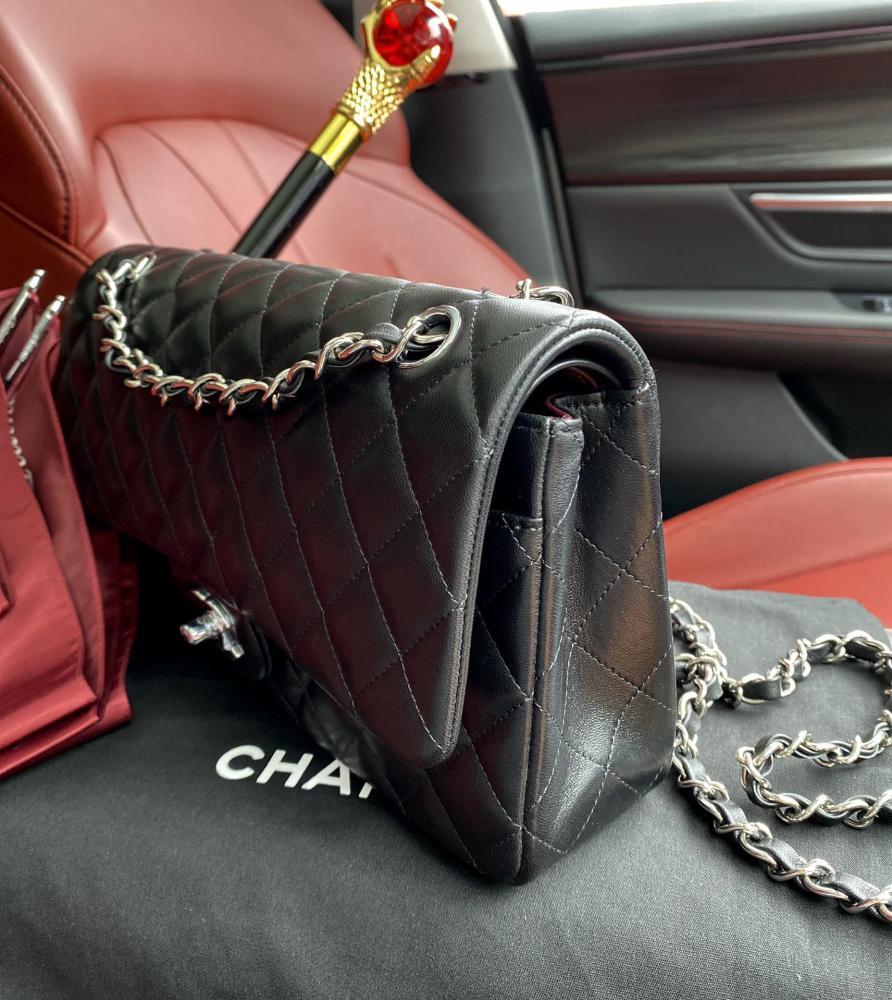 Gold Lambskin Top Handle Bag