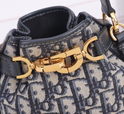Elegant Premium Blue Calfskin Bucket Bag