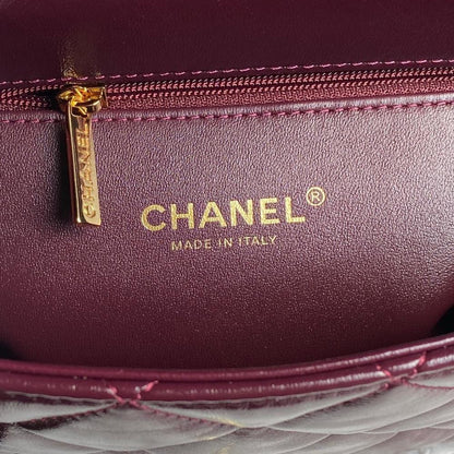 Elegant Lambskin Top Handle Bag