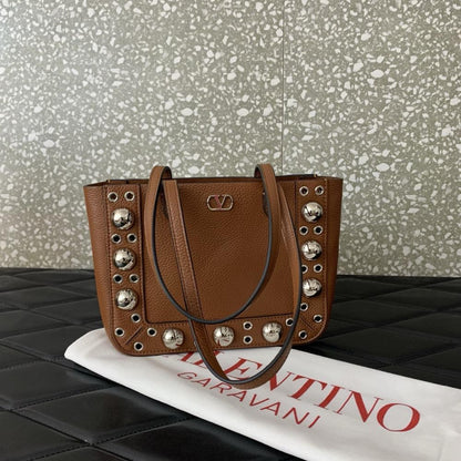 Studded Leather Top Handle Bag