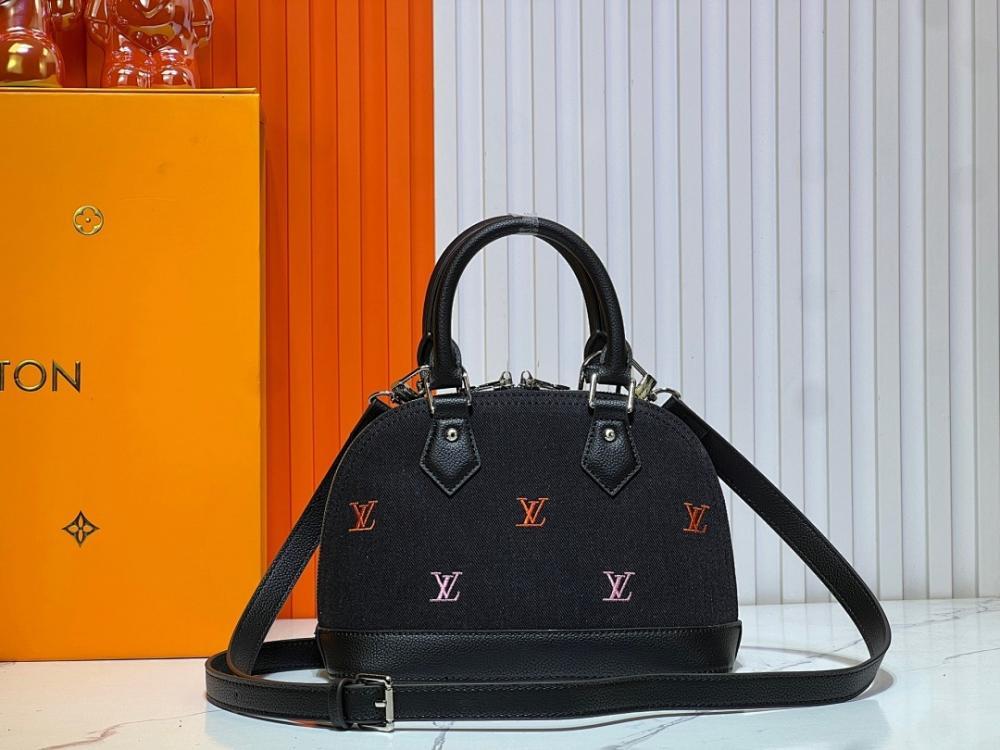 Modern Premium Black Embroidered Denim Shoulder Bag
