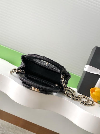 Mini Kelly Shopping Bag with Sequins
