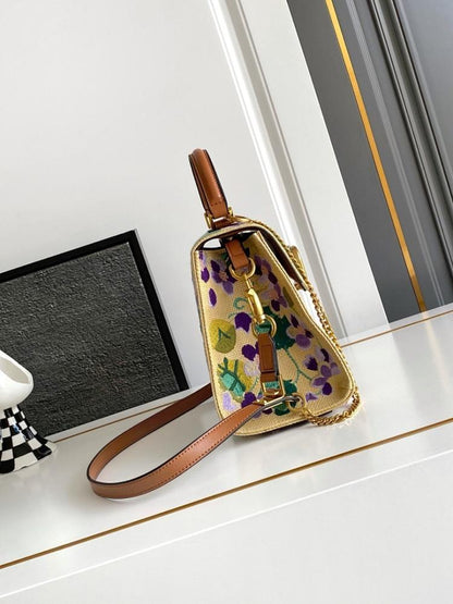 Modern Italian-Inspired Brown Embroidered Leather Bag