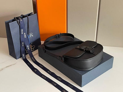 Elegant Premium Black Printed Calfskin Shoulder Bag