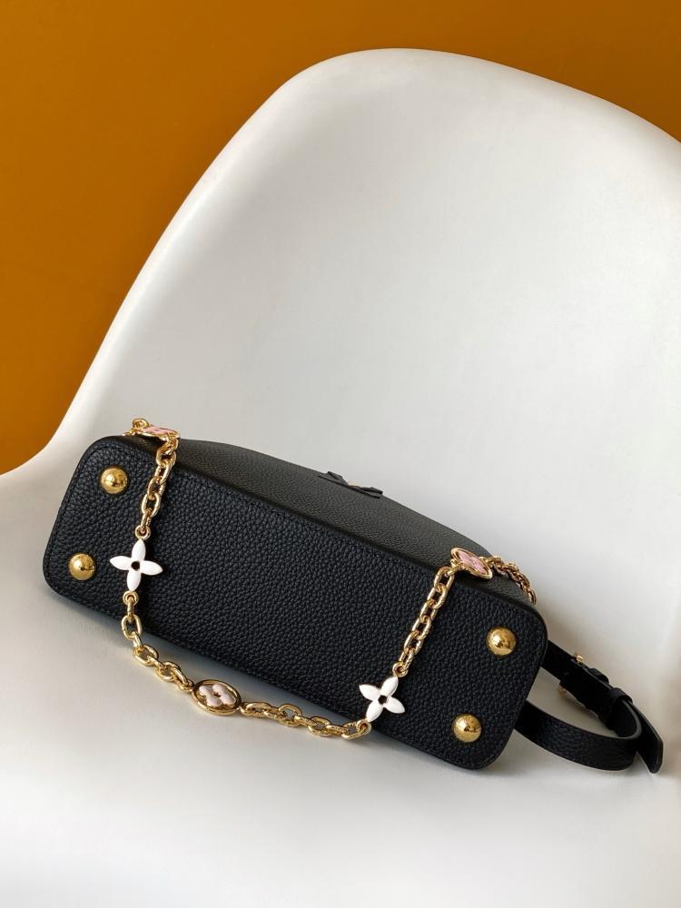 Gold Leather Top Handle Bag