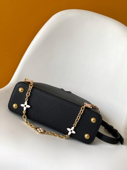 Gold Leather Top Handle Bag
