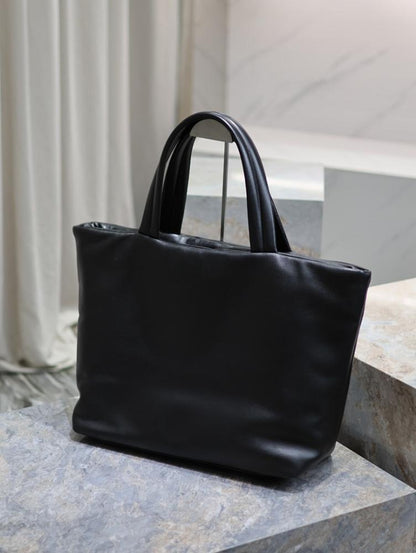 Modern Refined Leather Top Handle Bag