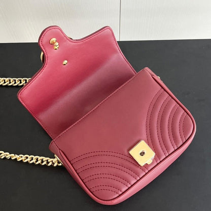 GG Marmont Gold Leather Shoulder Bag