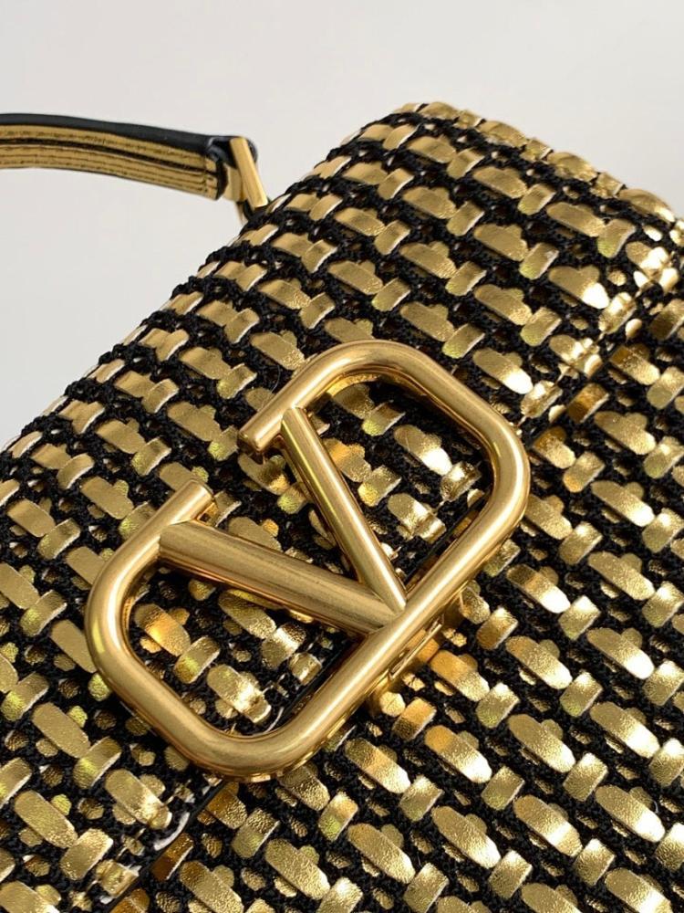 Modern Luxury Gold Woven Leather Shoulder Bag